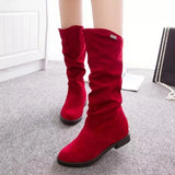 Advbridge Fur Ladies Mid Calf Shoes Round Toe Women's Half High Boots Elegant with Low Heels Goth Spring Autumn Cosplay Trend  Work Pu