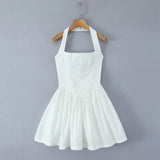 Advbridge Backless Summer Women's Dress Sexy Halter Short Yellow Dress for Petite 2025 Sleveless A-line White Party Mini Vestidos Beach