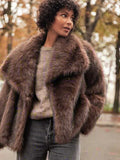 Advbridge Retro Collar Long Sleeved Buttons Women's Faux Fur Coats Winter Thick Warm Solid Color Fury Jacket Female High Street Outerwear