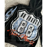 Advbridge Y2k American Hip Hop Alphabet Racing Element Style Design Printed Men Zipper cardigan Retro Gothic Couple Casual Hoodie