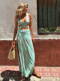 ADVBRIDGE  -  Sexy Striped Dresses for Women Elegant Loose New Slit Dress Summer Beach Holiday Leisure Long Dresses High Waist Print Vestido