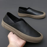 ADVBRIDGE  -  Genuine leather men's shoes fashionable one foot rubber outdoor sports moccasin shoes men's soft casual loafers