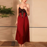 ADVBRIDGE  -  Women's Silk Cami Nightdress Backless Cross Spaghetti Strap Lace Trim V Neck Pajama Dress Summer Nightgown Sleepwear