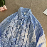 Advbridge New Spring and Autumn Fashion Korean Edition Hip Hop Trend Advanced Sense Casual Loose Stripe Woven Long Sleeve Men's Shirt