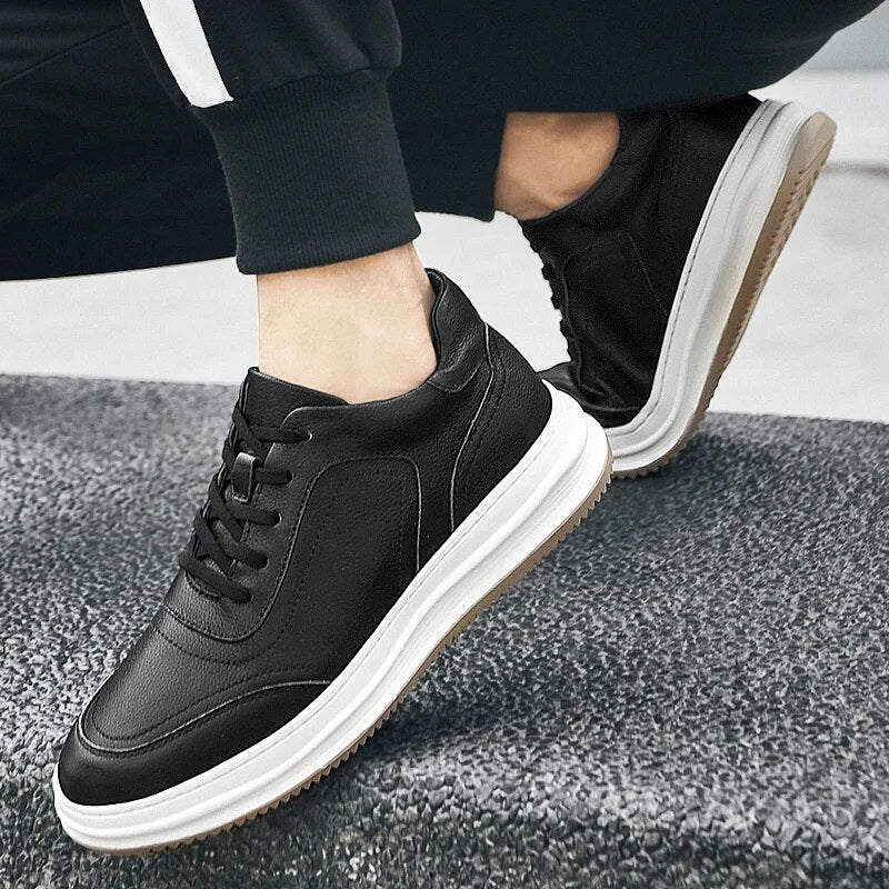 Advbridge New Cow Leather Men Casual Shoes Fashion Sneakers Men Shoes Genuine Leather White Shoes