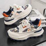 ADVBRIDGE  -  Harajuku Style Blue High Top Sneakers Men EspadrillesBreathable Vulcanized Sneaker New Designer Print Canvas Shoes for Men