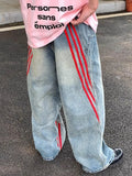 Advbridge 2024 Spodnie Y2K Fashion Red Striped Vintage Blue Baggy New Jeans Pants Men Clothes Old Loose Women Denim Trousers Ropa Hombre