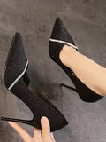 ADVBRIDGE  -  Pure Desire Elegant High Heels Shoes Female Sequin Pointy Fariy Thin Heel Women Shoes Rhinestone Wedding Shoes Korea New Summer