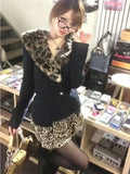 Advbridge Leopard Cardigan Women Japanese Gyaru V-neck Long Sleeve Streetwear Slim Sexy Cardigan Sweater Y2k Vintage Top Autuam