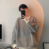 Advbridge Autumn Men's Luxury Striped Knit Pullover Sweater Long Sleeve Casual Streetwear Loose Stylish Leisure Korean Popular Knitwear