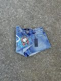 Advbridge High Waist Slim Mini Shorts for Women Y2K Sexy Girl Short Pants Harajuku Gothic Letter Print Retro Baggy Denim Shorts Streetwear