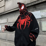 Advbridge Men Y2K Spider Hooded Coat Mens Autumn Embroidery Casual Jacket 320gsm Male Zip Up Sweatshirt Hip Hop Streetwear Oversize Coats