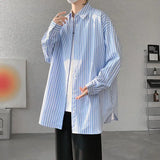ADVBRIDGE  -  M-5XL Plus Size Men's Striped Long Sleeve Shirt Loose Fit Button Up Tops For Office Dinner Party Single Breasted Autumn Clothing