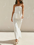 ADVBRIDGE  -  White Crochet Hollow Out 2 Piece Set Women Off Shoulder Strapless Tube Tops+Long Skirts Summer Vacation Beach Chic Skirts Sets
