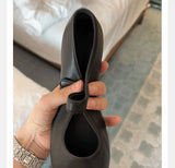 ADVBRIDGE  -  High Heeled Leather Shoes Women's Spring and Summer Soft Soled Soft Leathe Pumps One Button Buckle with Shallow Mouth Flat Shoes