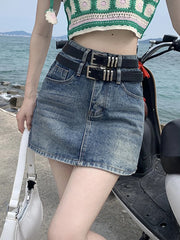 Advbridge -  Fashion Belt Skirts Female New Y2k Summer Short Denim Skirt High Waist Skirt Denim Black Sexy Jean Skirt Skirts For Women