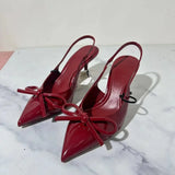 Advbridge Bow Pointed Toe High Heels Sandals Women Brand Designer Shoes Fashion Slides Sexy Slingback Shoes Elegant Mules Sandals Female