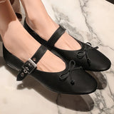 ADVBRIDGE  -  Women's cow leather metal buckle slip-on ballet flats sweet bowtie soft comfortable elegant ladies slim daily ballerinas shoes