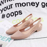 Advbridge Jelly Elegant Sandals Women Pointed Toe Chunky Med High Heels Flip Flops Slingback Casual Candy Skidproof Beach Shoes Female New