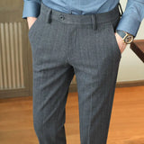 ADVBRIDGE New Men's Autumn Winter Striped Business Casual Pants Male Slim Fit Suit Pants Pants Men High Waist Dress Trousers H253