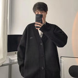 Advbridge Men's Korean Review Clothes Luxury Retro Knit Cardigan Long Sleeve Streetwear Stylish Sweater Leisure Coat Fashion Knitwear