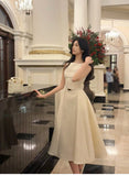 ADVBRIDGE  -  Luxury French Elegant Vintage White Midi Dress Slim Wasit Sleeveless A-Line Momen's Dresses Prom Female Clothes New Mujer 2025
