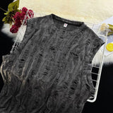 Advbridge Mens Street Y2k Hole Worn Casual Vest Genderless 2024 Summer New Niche Personality Versatile Dark Style Hiphop Tank Top Unisex