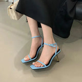 ADVBRIDGE  -  7cm Stiletto Heel Sandals Blue Belt Heels Party Dress Shoes Woman Burgundy Sandals  Summer Stilettos Mujer 2025 Tendencia