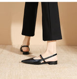 ADVBRIDGE  -  Women's Flat Sandals Minimalist Pointed Flat Sole Shoes One Word Strip with Empty Back Low Heel Women's Shoes Sandalias Mujer