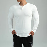 ADVBRIDGE Fashion Quick Dry Long Sleeve Pullover t Shirt Man Casual Sports Men Basic Tops Solid Crew Neck Button Training Shirts Tee