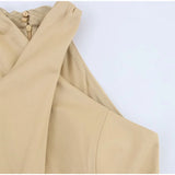 ADVBRIDGE  -  Safari Style Crossed Neck Dressess Women Elegant Sleeveless Belt Pockets Tube Long Dressess Female 2025 Summer New Lady Outwears