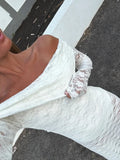 ADVBRIDGE  -  Sexy Hollow Out See Through Long Dress Chic White Lace Long Sleeve Off Shoulder Robes New Female Summer Party Club Gowns 2025