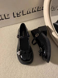 ADVBRIDGE  -  Mary Jane Shoes for Women with Bow Black Woman Pumps Round Toe Medium Heels Genuine Mark Korean Style Wholesale Fashion Vacation