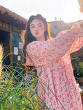 Advbridge Sweet Cherry Printed Long Sleeve Dress Women Ruffle Big Lapel Loose A Line Short Dresses Japanese Kawaii Casual Vestido