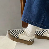 ADVBRIDGE  -  Thick-soled Checkered Women's Shoes Casual Slip-on Loafers New Spring Fashionable Rubber Board Shoes For Men Women
