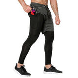 Advbridge Casual Jogging Solid Mid Waist Pockets Gym Pants Men Clothing Loose Fake Two Piece Fast Dry Trousers Male Baggy Shorts