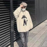 Advbridge New Vintage Cartoon Cat Sweaters Men Autumn Japanese Harajuku Loose Pullover Street Y2k Trend Soft Glutinous Male Knitted Top