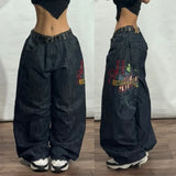 Advbridge New American Trend Vintage Hip Hop Letter Embroidery Pattern Baggy Jeans Men And Women Y2K Harajuku Gothic Wide Pants Streetwear