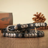 Advbridge 1CM Luxury Female Skirt Dress Rivet Belt Real Genuine Leather Punk Decoration Thin Strap Women Belt Ladies Cummerbunds Girl Belt