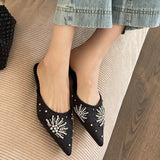 ADVBRIDGE  -  Fashion Bling Rhinestone Decoration Slide Sandals Women Sexy Pointed Toe Comfort Slippers Deluxe Designer Mules Loafers Footwear