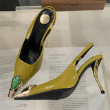 ADVBRIDGE  -  Spring Design Inlay Diamonds Woman Pumps Sexy Thin Low Heels Pointed Toe Elegant Slingbacks Prom Banquet Mules Shoes