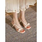 Advbridge Square toe stiletto sandals, new summer , beautiful French wine glass heels, high heels, bow tie sandals