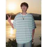 ADVBRIDGE  -  Striped Short Sleeve T-Shirt | Summer Casual Crew Neck Tee with Comfort Fit | Multi-Color Stripes for Men Breathable Fashion Top