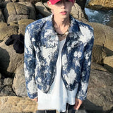 Advbridge Spring Clothing Men's Leisure Printed Zipper Short Jacket Streetwear Turn-down Collar Korean Harajuku Long Sleeve Luxury Coats