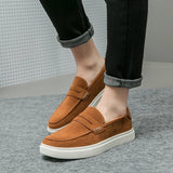 ADVBRIDGE  -  Fashion Trends Mens Black Loafers Shoes Suede Slip on Casual Dress Man Shoes Wedding Office White Soled Leather Shoes Highend