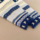 Advbridge Knitted Sweater Women's Heavy Industry Hook Flower Sweater Coat Striped Design Cardigan Women