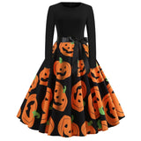 Advbridge Halloween Cosplay Costume Props Fancy Pumpkin Womens Dress Long Sleeve Princess Dress Festival Dress Up Party Vintage Robe