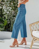 Advbridge Summer Jeans Summer Denim Trousers New Versatile High Waist Wide Leg Jeans Trousers for Women Pockets Washed Denim Pants