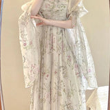 Advbridge 2024 New French Elegant Floral Midi Dress Woman Beach Casual Long Sleeve Even Party Dress Outwear One Piece Dress Korean Fashion