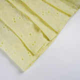 ADVBRIDGE  -  Casual Hollow Out A-Line Dress Slim Deep V-Neck Short Puff Sleeve Mini Dresses For Women 2025 Summer Fashion Streetwear